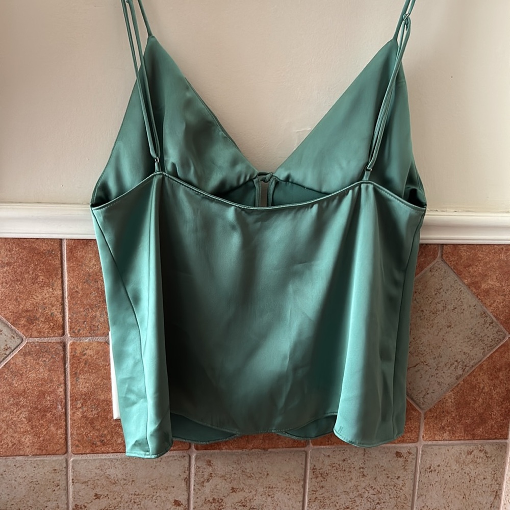 Satin green tie front shirt from Zara - Picture 3 of 3